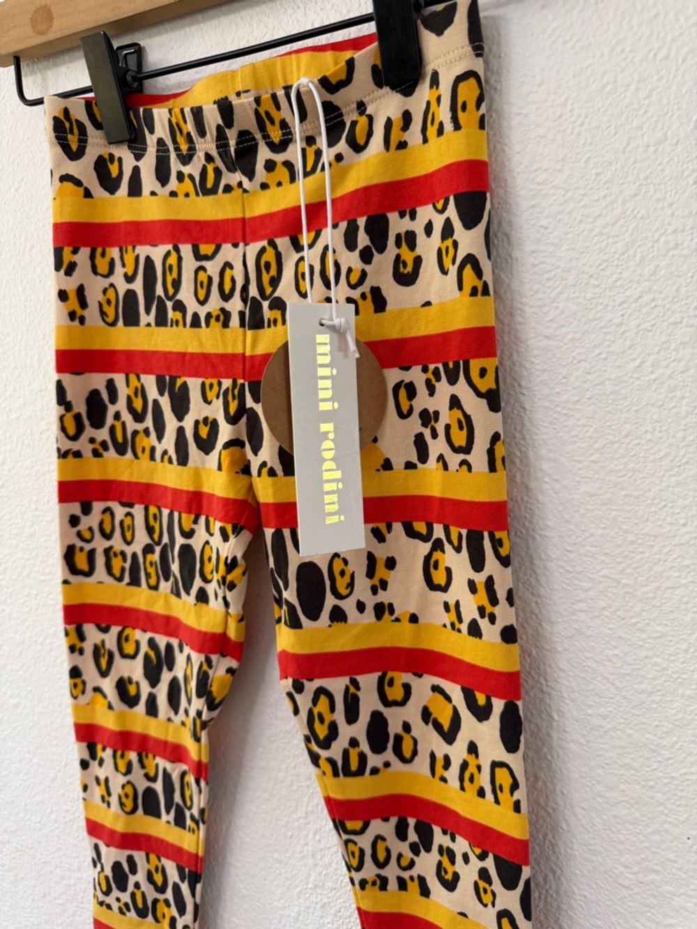 Mini Rodini Leopard Stripe Leggings in Yellow, Red, Black